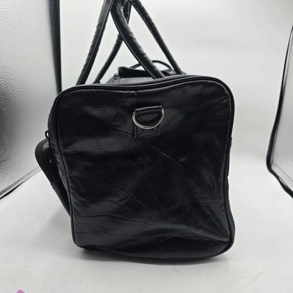 Bon Jovi Black Leather Duffel Bag‎ Carry-On Travel Overnight Heart & Dagger Logo